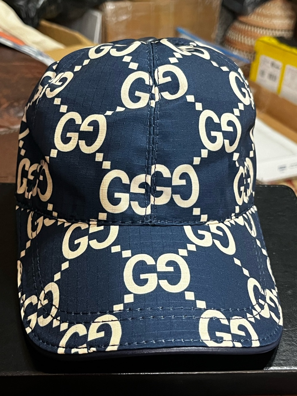 Double G Designer Navy Blue Big G Rip Stop Sports Hat Cap
